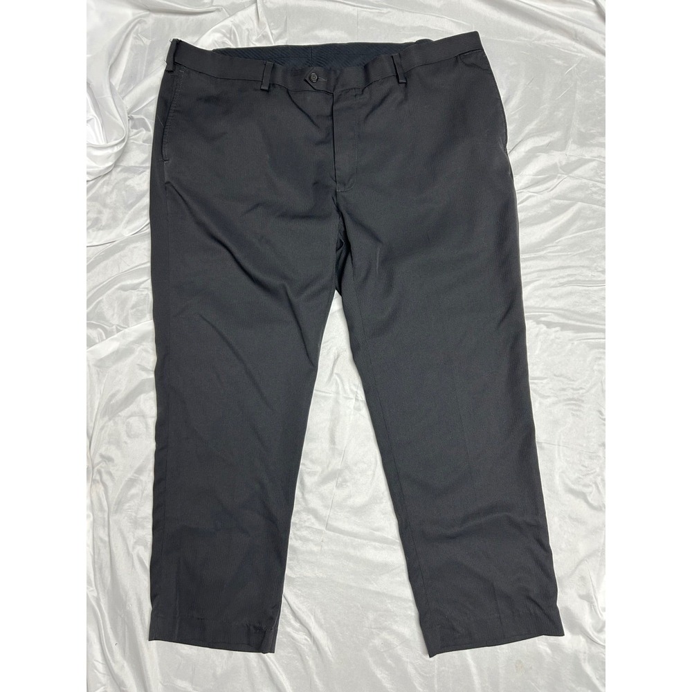 Gold Series GS Perfect Fit Mens Dress Pants 46x30 Charcoal Black Textured Slacks